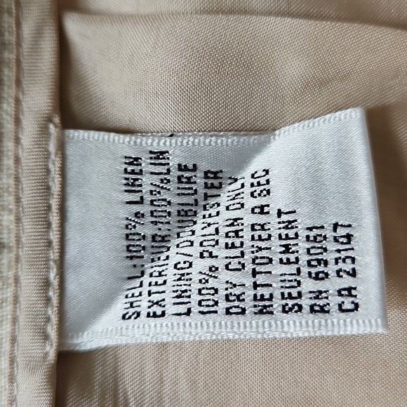 Talbots Blazer Skirt Set Irish Linen SZ8 Houndstooth Tan White Vintage Career - Picture 9 of 15